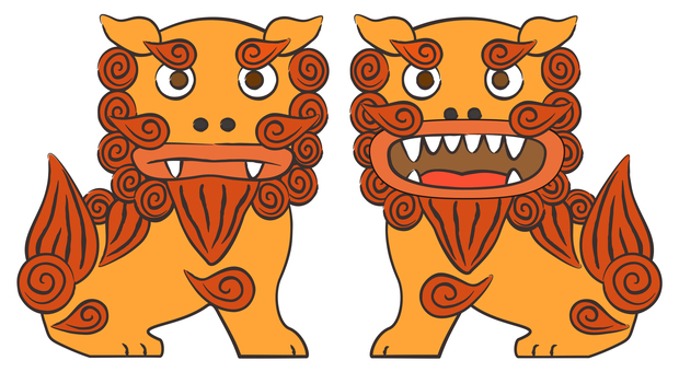 Illustration, shisa, okinawa, ryukyu, 