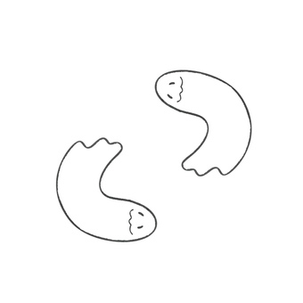 なかよしおばけ おばけ,ともだち,幽霊,ゆらゆら,ふわふわ,白,ゆるい,かわいい,にこにこ,ハロウィンのイラスト素材