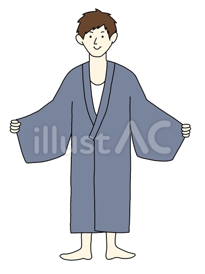 旅館浴衣の着方(男性 無地)工程①