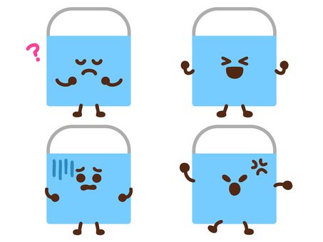 消しゴムくん02 消しゴム,文房具,キャラクター,かわいい,顔,表情,感情,水色,考える,喜ぶのイラスト素材