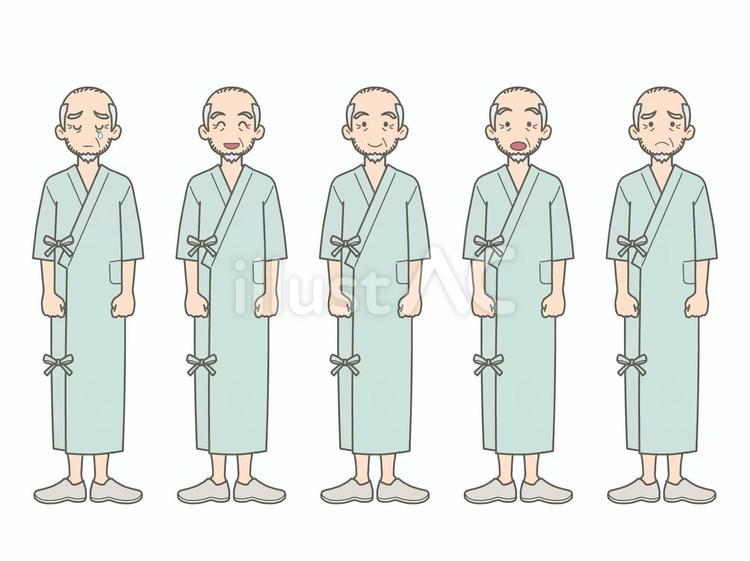 患者　男性　立ち絵　浴衣 老人,高齢者,高齢のイラスト素材