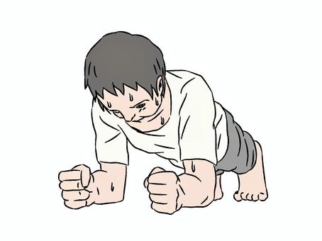プランクをする男性 筋トレ,プランク,男性,若者,運動,汗,耐えるのイラスト素材