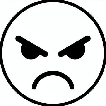 怒った顔のアイコン 怒り,顔,表情,怒った,むっとした,憤慨,への字口,アイコン,マーク,モノクロのイラスト素材