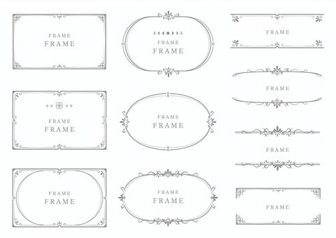 アンティーク風のフレーム　セット 飾り,線画,シンプル,ベクターデータ,かわいい,きれい,フレーム,飾り罫,枠,ビンテージのイラスト素材