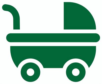 ベビーカーのアイコン 緑 ベビーカー,赤ちゃん,育児,子供,子育て,乳幼児,乳母車,カート,アイコン,ピクトグラムのイラスト素材