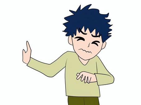 欲望と戦う人 男子,我慢,拒絶,上半身,正面のイラスト素材