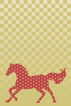 馬02_d 馬,年賀状,シルエット,シンプル,2026年,令和8年,干支,十二支,午年,市松のイラスト素材