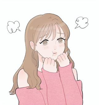 ぷんぷんぶりっ子女の子 人,女,怒る,不満,かわいい,美人,美女,ぷんぷん,ピンクの服,茶髪のイラスト素材