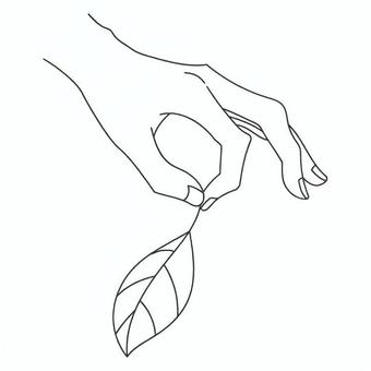 葉っぱを持つ 手,指,葉,つまむ,持つ,片手,手元,軽い,動作,細い茎のイラスト素材