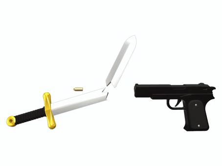 銃は剣よりも強し 剣,ソード,拳銃,刃物,諸刃,ピストル,銃,ハンドガン,チャカ,武器のイラスト素材