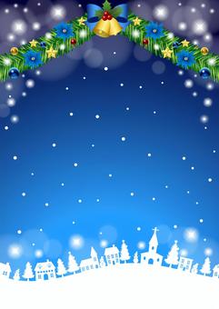 Christmas25102 Christmas25102 街並み,雪だるま,家,ベル,リボン,ポインセチア,モール,クリスマス,飾り,あしらいのイラスト素材