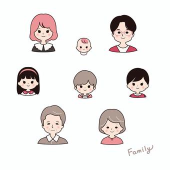 笑顔の家族 家族,３世代,ファミリー,子沢山,顔,表情,感情,正面,笑顔,嬉しいのイラスト素材