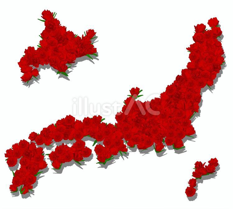 ペパクラ風　薔薇 　日本列島　赤  影付 日本,地図,列島のイラスト素材