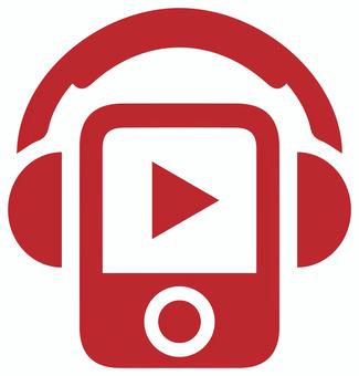 携帯音楽プレーヤーのアイコン 赤 プレーヤー,プレイヤー,ヘッドホン,音楽,曲,オーディオ,ipod,配信,ミュージック,マルチメディアのイラスト素材