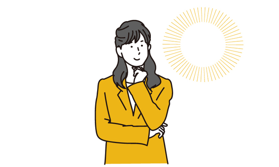 ひらめいた表情の女性ビジネスパーソン ひらめく,アイデア,ビジネスウーマン,ビジネス,会議,戦略,ミーティング,ビジネスパーソン,発想,思いつくのイラスト素材