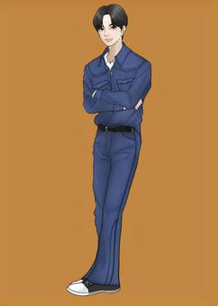 デニムボーイ デニム,ジーンズ,青年,イケメン,漫画のイラスト素材