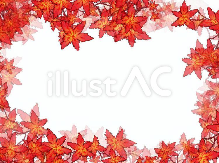 秋フレーム 紅葉,赤,秋のイラスト素材