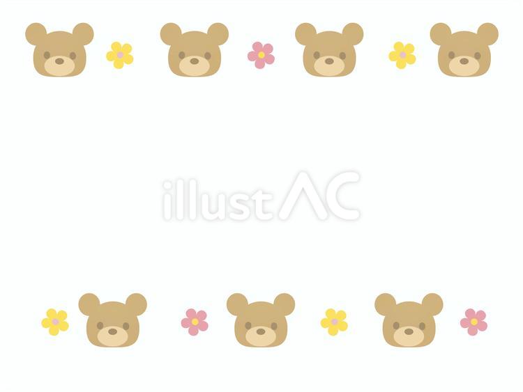 クマさんと小花ラインフレーム クマ,花,ラインのイラスト素材