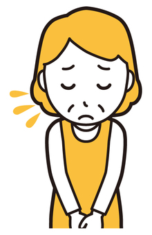  エプロンおばちゃん(黄)-029-バスト