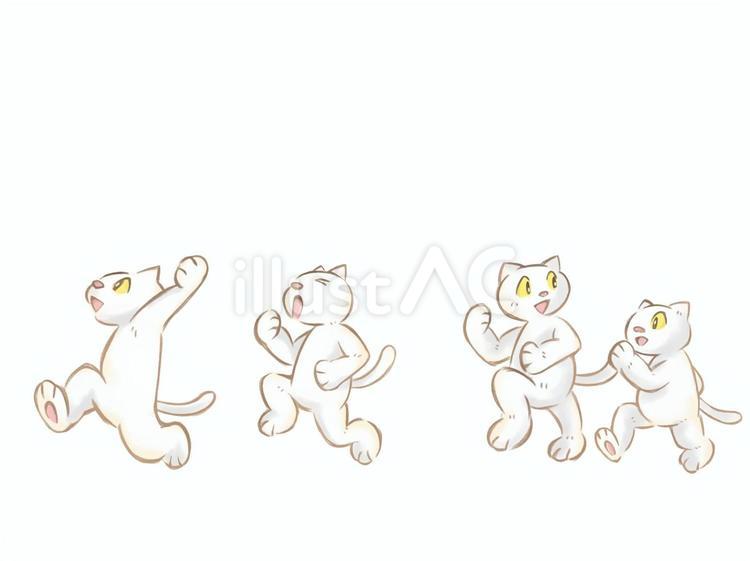 かけっこする猫たち 猫,子猫,かけっこのイラスト素材