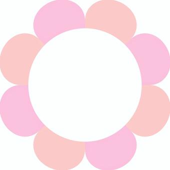 シンプルなお花の形の丸フレーム・ピンク 花,植物,フレーム,枠,囲み,装飾,あしらい,形,花型,花びらのイラスト素材