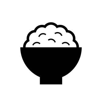 シンプルな茶碗ごはんのアイコン ごはん,茶碗,お米,白米,和食,一膳,食事,日本食,食費,主食のイラスト素材
