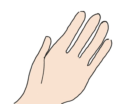 手のひら02 手,ペールオレンジ,手描きのイラスト素材