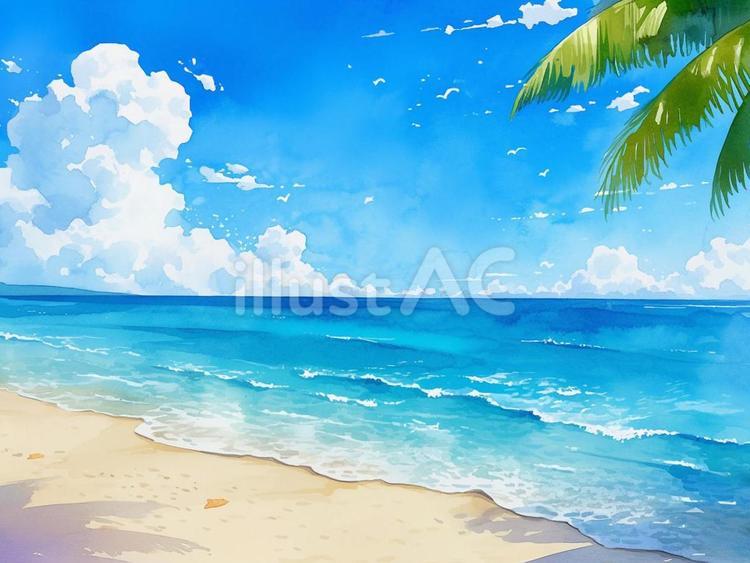 夏の海と空。背景やポストカードに。イラスト - No: 25204604｜無料イラスト・フリー素材なら「イラストAC」