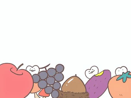 歯と秋が旬の食材 歯,歯科,ゆるい,かわいい,手書き,フレーム,背景,手紙,メモ,スライドのイラスト素材