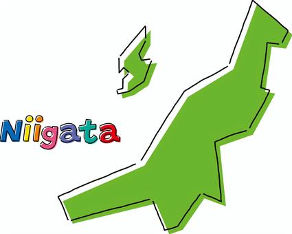 新潟　手描き風のシンプルな線画の地図  新潟,県,都道府県,手描き,フリーハンド,地域,地方,地図,ラフ,シンプルのイラスト素材