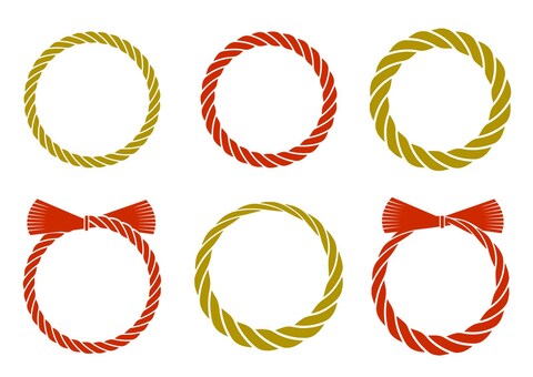 しめ縄・しめ飾りのシンプルなデザイン しめ縄,見出し,リース,フレーム,タイトル,メイン,ロゴ,飾り,和風,和のイラスト素材