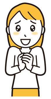 目を輝かせておねだりしている若い女性 おねだり,女性,女の子,人,ロングヘア,若い,期待,輝く,目,願うのイラスト素材