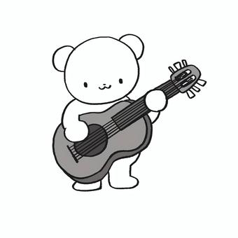 くまがギターを弾いているイラスト 動物,かわいい,手描き,シンプル,カラー,ゆるい,挿絵,生き物,くま,ギターのイラスト素材