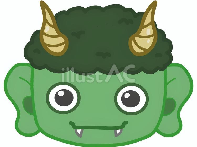 鬼の顔　緑 鬼,緑,顔のイラスト素材