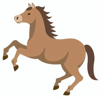 前足を上げる馬（鹿毛）_25 馬,午年,年賀状,午,干支,リアル,年賀状素材,年賀はがき,素材,2026年のイラスト素材
