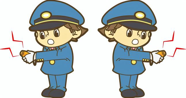 電子ホイッスルを握る鉄道員 駅員,車掌,運転士,運転手,鉄道員,乗務員,鉄道,新幹線,路面電車,地下鉄のイラスト素材