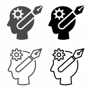 生成AIのイメージ 生成AIのイメージ 生成ai,ジェネレーティブai,脳,ai,人工知能,顔,アイコン,ペン,ギア,テクノロジーのイラスト素材