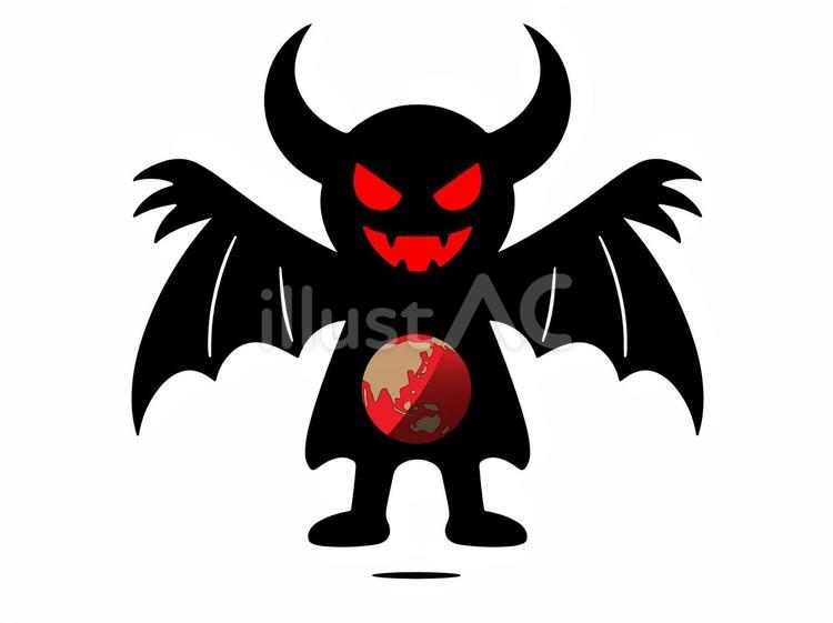 一切を破壊する角あり魔物と地球 魔物,怪物,影のイラスト素材