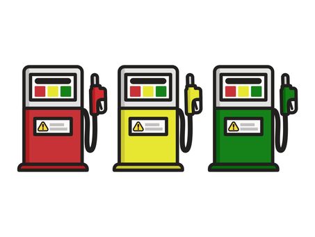 給油スタンド　危険マーク ガソリン,レギュラー,ハイオク,軽油,ガソリンスタンド,給油スタンド,給油機,危険マーク,注意書き,給油ノズルのイラスト素材