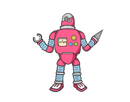 レトロ感のあるブリキ製のロボット メーター,ロボット,レトロ,ブリキ,おもちゃ,ドリル,手描き,カッコいい,昭和感,プレゼントのイラスト素材