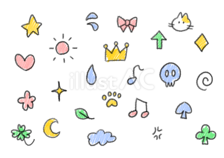 いろいろ手描きアイコン 手描き,アイコン,星のイラスト素材
