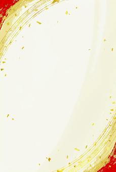 和風 背景（対角　赤・金箔）葉書サイズ
