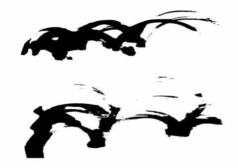 筆タッチの波線曲線素材 筆タッチ,曲線,波線,はね,年賀状素材,黒,ライン,シルエット,かすれ,手描きのイラスト素材