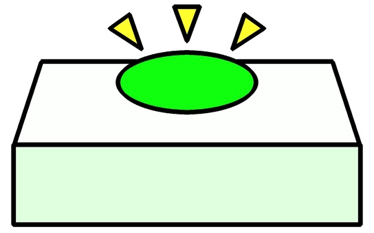 ボタンのアイコン『緑』 ボタン,スイッチ,押す,クイズ,起動,モチーフ,カラー,ゲーム,挿絵,素材のイラスト素材