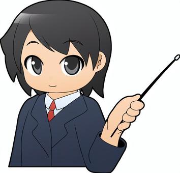 指示棒を持つ女の子_A 指示棒を持つ女の子_A 指示棒,スーツ,女の子のイラスト素材