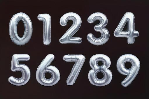 シルバーの数字バルーン 数字,シルバー,風船,メタリック,ナンバー,バルーン,誕生日,記念日,パーティー,装飾のイラスト素材
