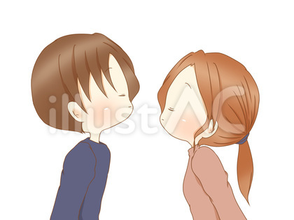 キスをするカップル