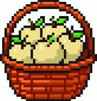 ドット絵のかごいっぱいの梨です。 ドット絵,バスケット,シンプル,梨,果物,フルーツバスケット,カゴ,収穫のイラスト素材