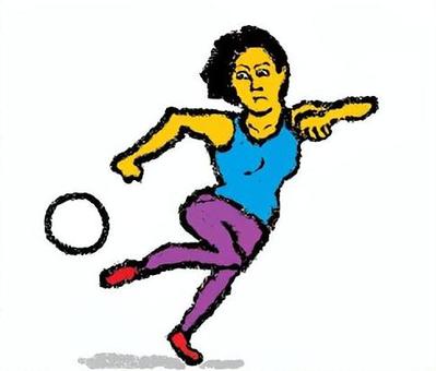 サッカーをする女性