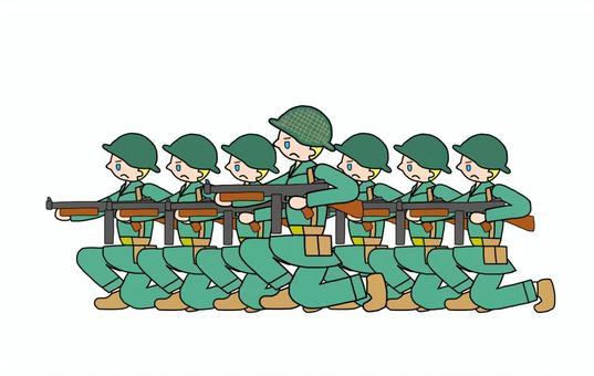 射撃姿勢の米軍部隊 米兵,米軍,アメリカ兵,アメリカ軍,連合軍,連合軍兵士,太平洋戦争,第二次世界大戦,兵士,軍隊のイラスト素材